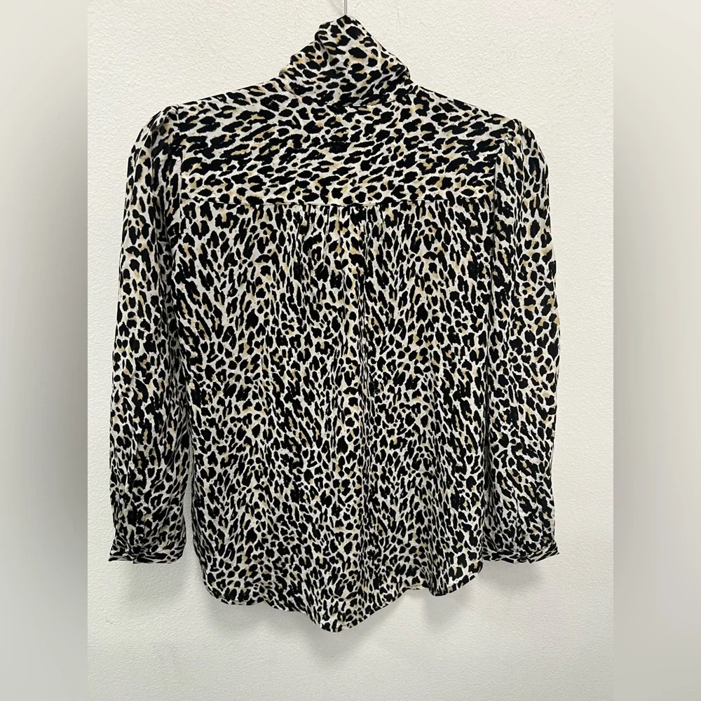 100% Silk Animal Print Blouse - J. Crew - Black and Cream - Natural Fibers